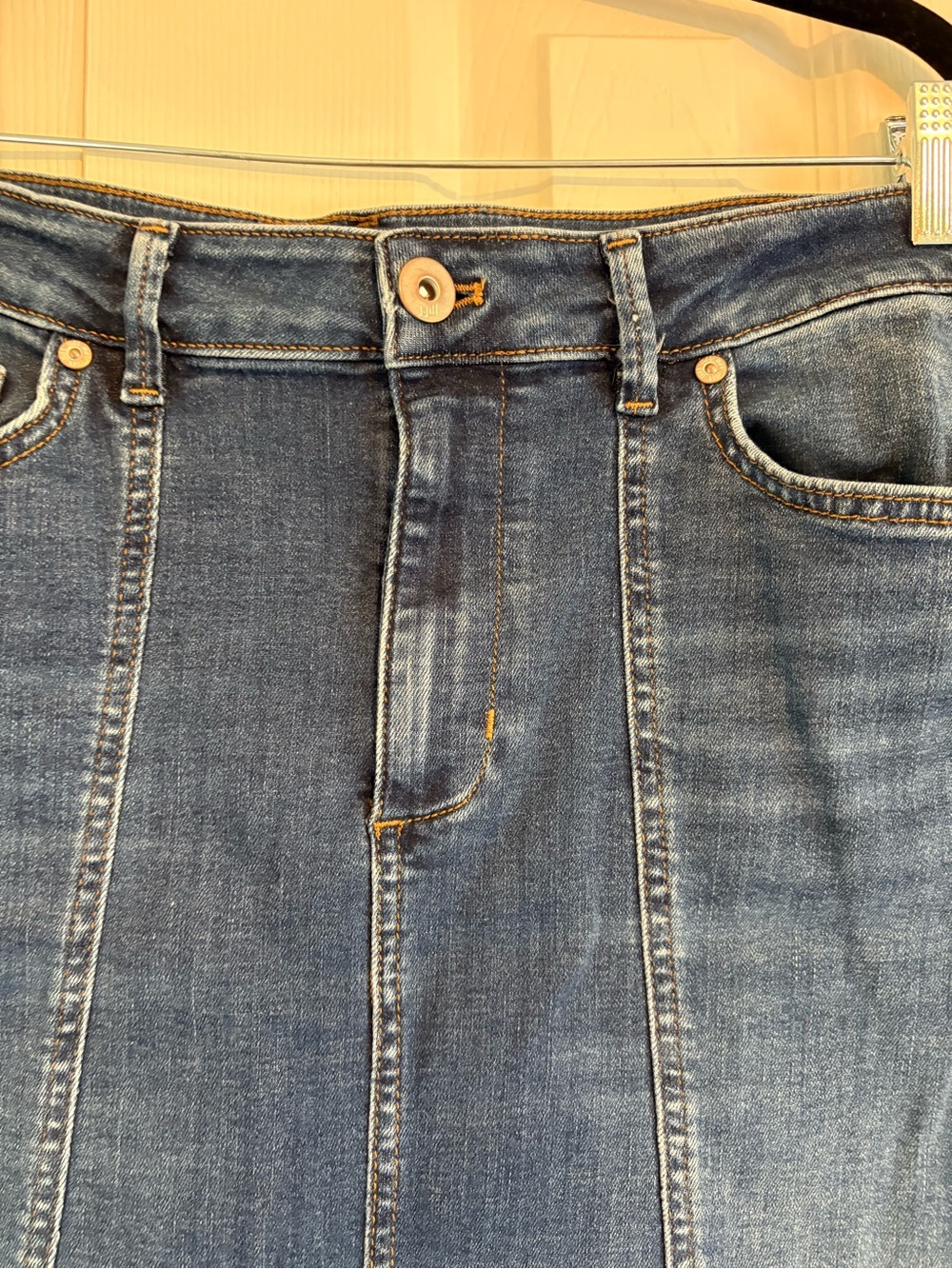 J.Jill Blue Wash Stretch Denim Panel Maxi Skirt | Cotton Blend | Size 10 - Picture 7 of 13